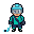 Skater in a teal jersey with a navy sash and pants, teal socks, and cyan Frost equipment