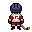 Throwback skater from behind with a white block number 12