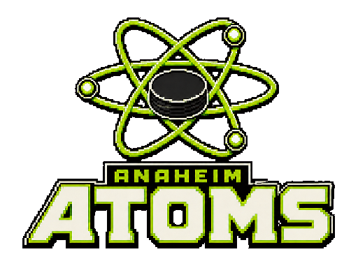 Anaheim Atoms club banner with its crest and name